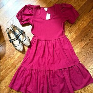 NWT J. Crew Deep Pink Ribbed Dress